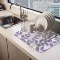 thumbnail image 2 of Farm Plant Leaf Dish Drying Mats for Kitchen Counter, Lavender Purple Branch Leaves Linen Texture Absorbent Coffee Bar Mat with Non-slip Rubber Backed Quick Drying Dish Rack Pad 12"x16", 2 of 9