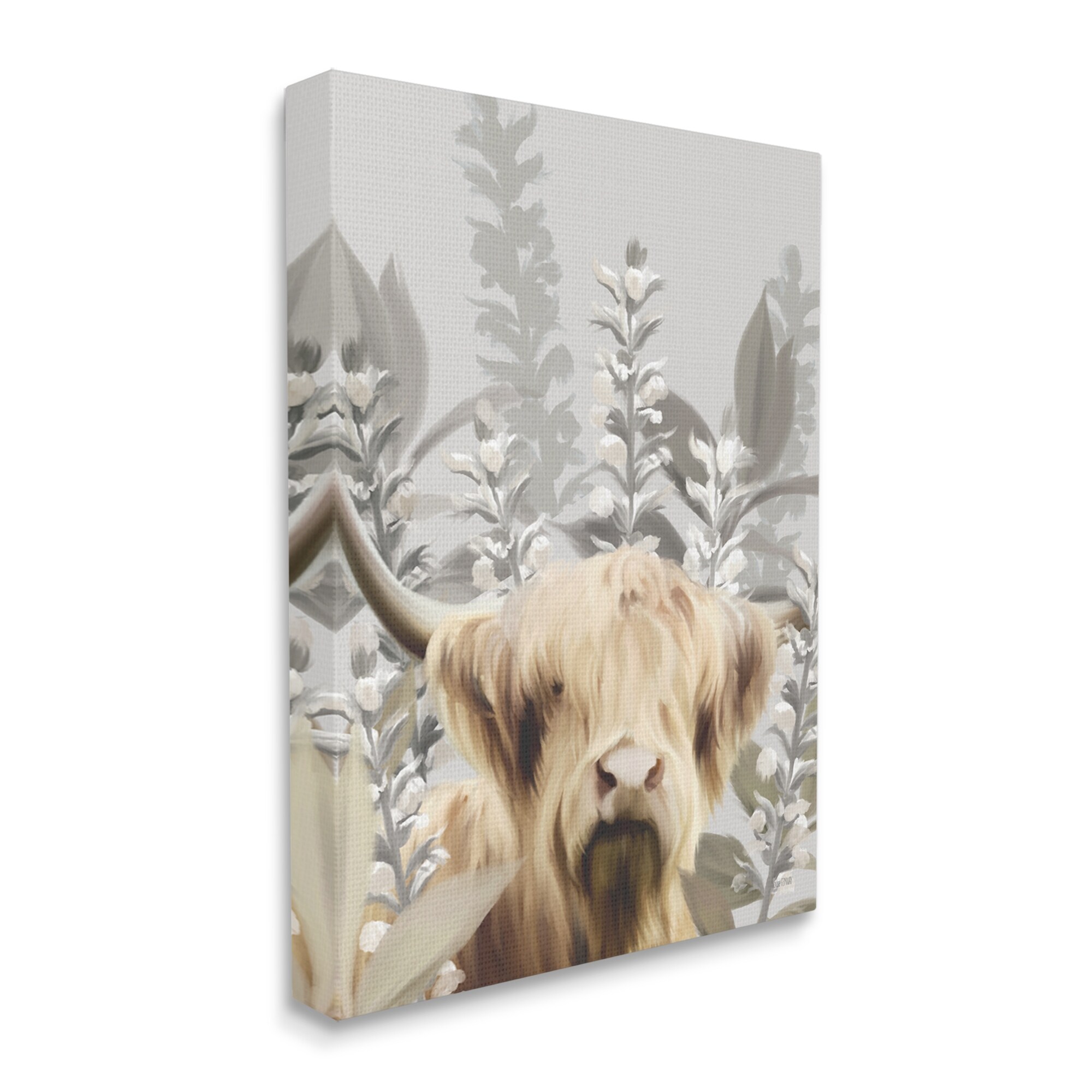 Stupell Industries Longhorn Portrait Shaggy Cattle Tall Forest Plants, 36 x 48,Design by House Fenway