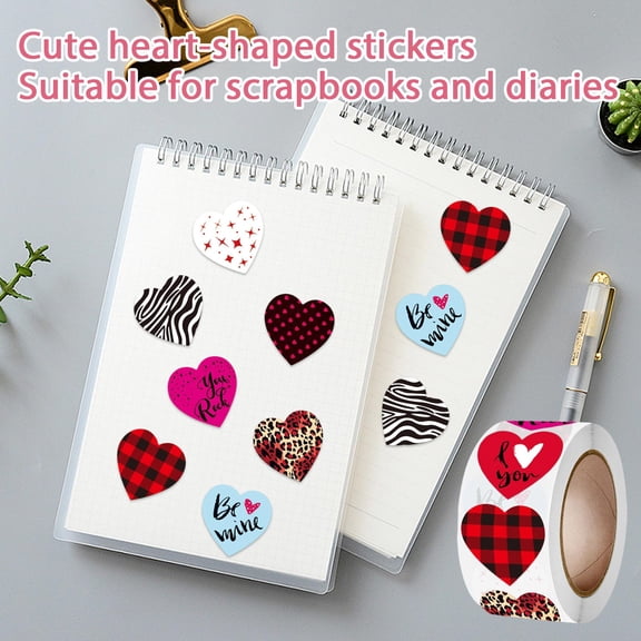 500Pcs Cute Heart Stickers - Adorable Self-Adhesive Heart Shaped Decals - For Scrapbooking, Party Decorations, Diary Journaling, Craft Projects, Birthday Parties, ’ Crafts,