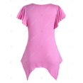 thumbnail image 2 of Plus Ver en contraste aleteo pañuelo de encaje de manga Hem camiseta Rosegal Camisetas tallas grandes, 2 of 5