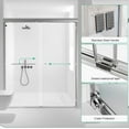 thumbnail image 6 of 56-60" W x 70" H Semi-Frameless Double Sliding Shower Door, Glass Shower Door with Water Seal Strips and Anti-Collision Protection, 1/4" (6mm) Thick SGCC Tempered Glass, Adjustable Width, Chrome, 6 of 7
