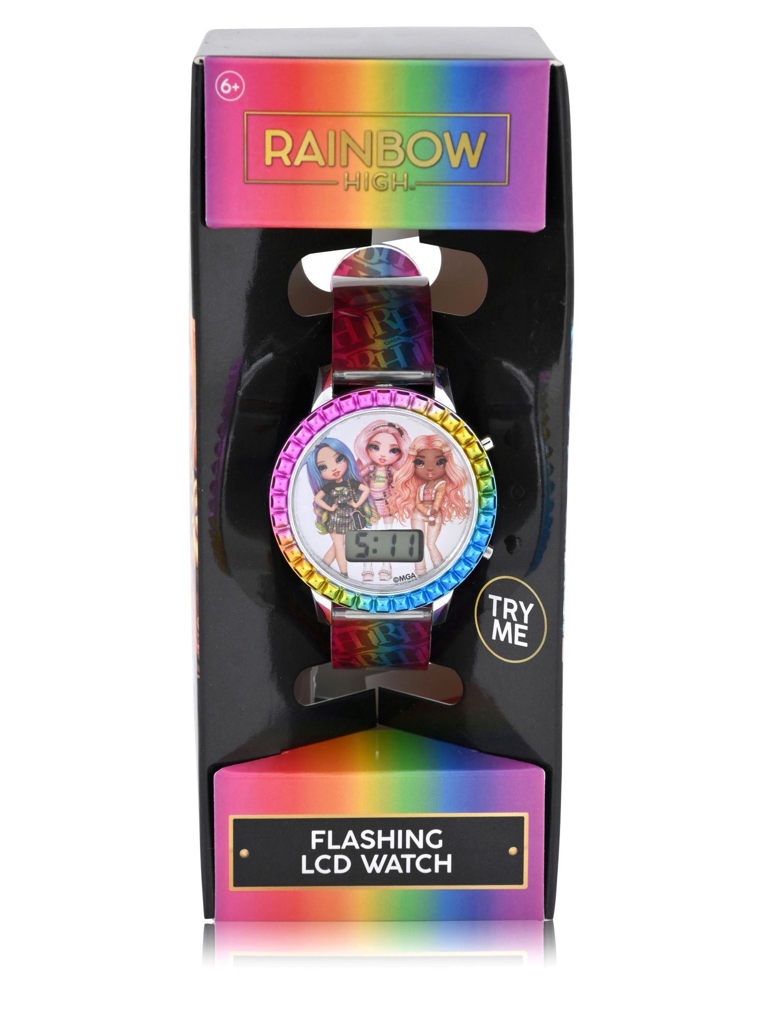 RNB4122WM Rainbow High Flashing Lights LCD Watch with Printed Strap