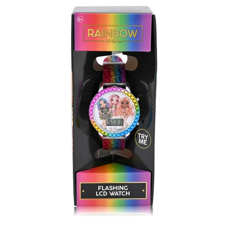 RAINBOW /TONIGHT’S THE NIGHT RNB4122WM Rainbow High Flashing Lights LCD Watch with