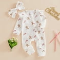 thumbnail image 2 of Baby Girl Christmas First Outfit Xmas Romper Ruffle Long Sleeve Zipper Jumpsuit Newborn Fall Winter Holiday One Piece Clothes Set, 2 of 8