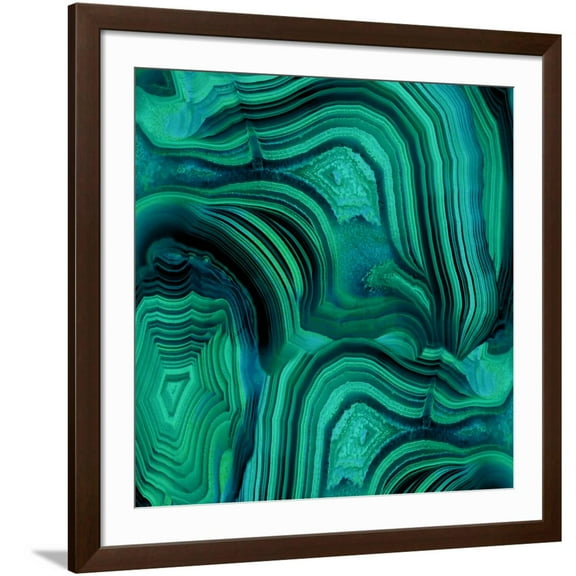 Art.com Malachite in Green and Blue Art Print by Danielle Carson, Brown Frame Wall Art, 38" x 38"