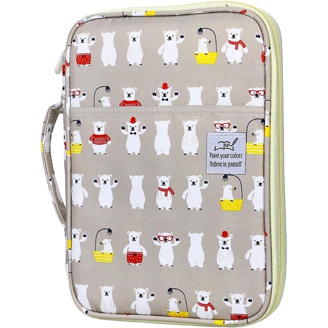 Portalápices de gran capacidad, bolsa organizadora de bolígrafos con cremallera, bolígrafos de gel para artistas (oso de baño)