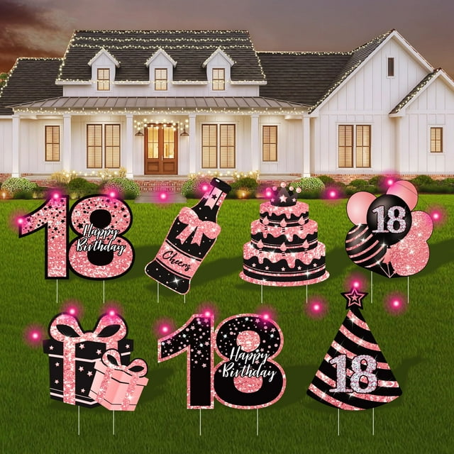 Letreros decorativos LED ComboJoy para cumpleaños número 18, jardín