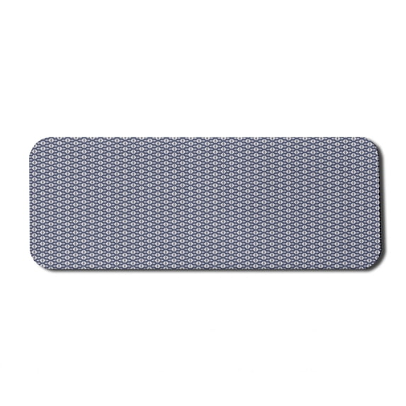 Abstract Computer Mouse Pad, Illustration of Irregular Geometric Shapes Flower Like Geometric Items, Rectangle Non-Slip Rubber Mousepad Large, 31" x 12", Dark Indigo Champagne, by Ambesonne