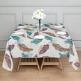 thumbnail image 3 of White Boho Tribal Feathers Pattern Square Tablecloth,Waterproof Square Table Cover,Wipeable Spillproof Washable Table Cover for Home Kitchen Party Decor 52"x52"(132x132cm), 3 of 6