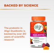 Align Dualbiotic, Prebiotics and Probiotics for Women and Men, Fruit Flavor, 60 Gummies