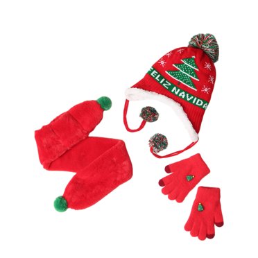Kids Warm Hat And Scarf Winter Knitted Fluffy Ball Beanie Cap Scarf Cartoon Splicing Set For Toddler Boys Girls 1 4 Years Walmart Com