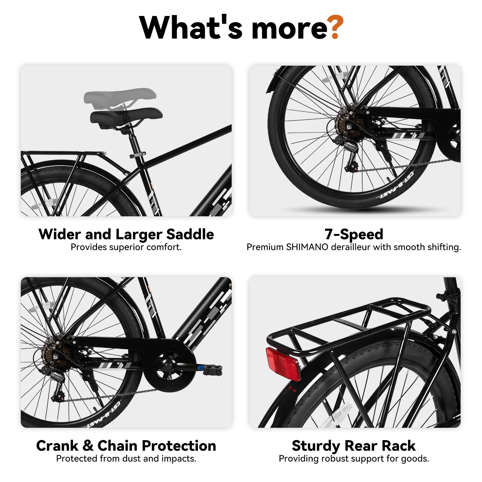 HILAND 26" Electric Bike for Adults, 500W Brushless Motor, 40Miles 20MPH Electric Mountain Bike with 36V 10.4AH Removable Battery UL2849, Black
