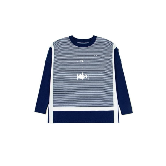 Women's Oversized Blue Stripe Color Block Dolman Tunic Sweater - [ZhiHiMeRi] | L