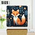 thumbnail image 2 of Coasters for Drinks Bar Beer,Set of 4 ,Square Wooden Housewarming Gift,Cute Fox In The Forest Surrounded By Flowers And Plants, 2 of 6