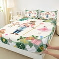 thumbnail image 3 of Feelyou Merry Christmas Child Bed Sheets, Cartoon Fairy Tale King Sheets, Green Plaid Buffalo Sheet Set, Breathable Home Decor, 4pcs, 3 of 7