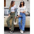 thumbnail image 5 of Eddoyee Womens High Waist Cargo Wide Leg Denim Pants Stretch Casual Jeans S-XXL, 5 of 6