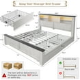 thumbnail image 6 of EnHomee King Size Bed Frame with 4 Storage Drawers Platform Bed Frame metal with Headboard and Storage Framhouse Bed Frame with LED Lights & Charge Station, White, 6 of 9