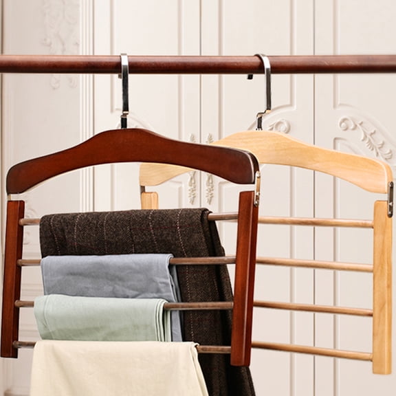 HINTRMENT Wooden Hanger Multi Layer Hangers For Pants 1Pack 15X14X0.5In