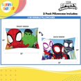 thumbnail image 3 of Sunny Side Up Marvel Spidey & His Amazing Friends - Juego de 2 fundas de almohada reversibles - Fundas de almohada de doble cara con ropa de cama de superhéroe súper suave para niños de Spiderman Ghos, 3 of 7