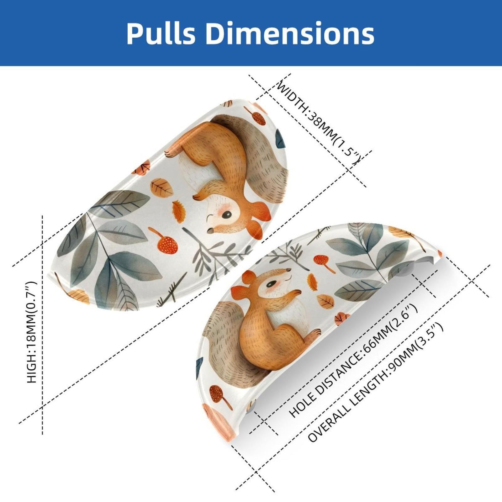 PhooArto 6 Pcs Cup Drawer Pulls, Cute Bird Squirrel Forest Pattern Shell Shape Handles Cabinet Knobs for Dresser Cupboard Closet Wardrobe with Screws