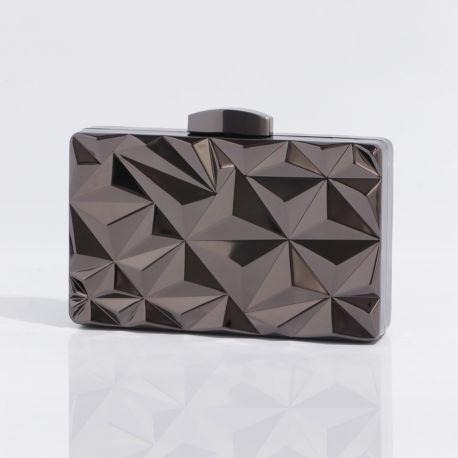Jaucin Metal Diamond Women's Clutch Bag Bridal Party Geometric Evening Purse Cocktail Party Formal Handbag Detachable Shoulder Strap