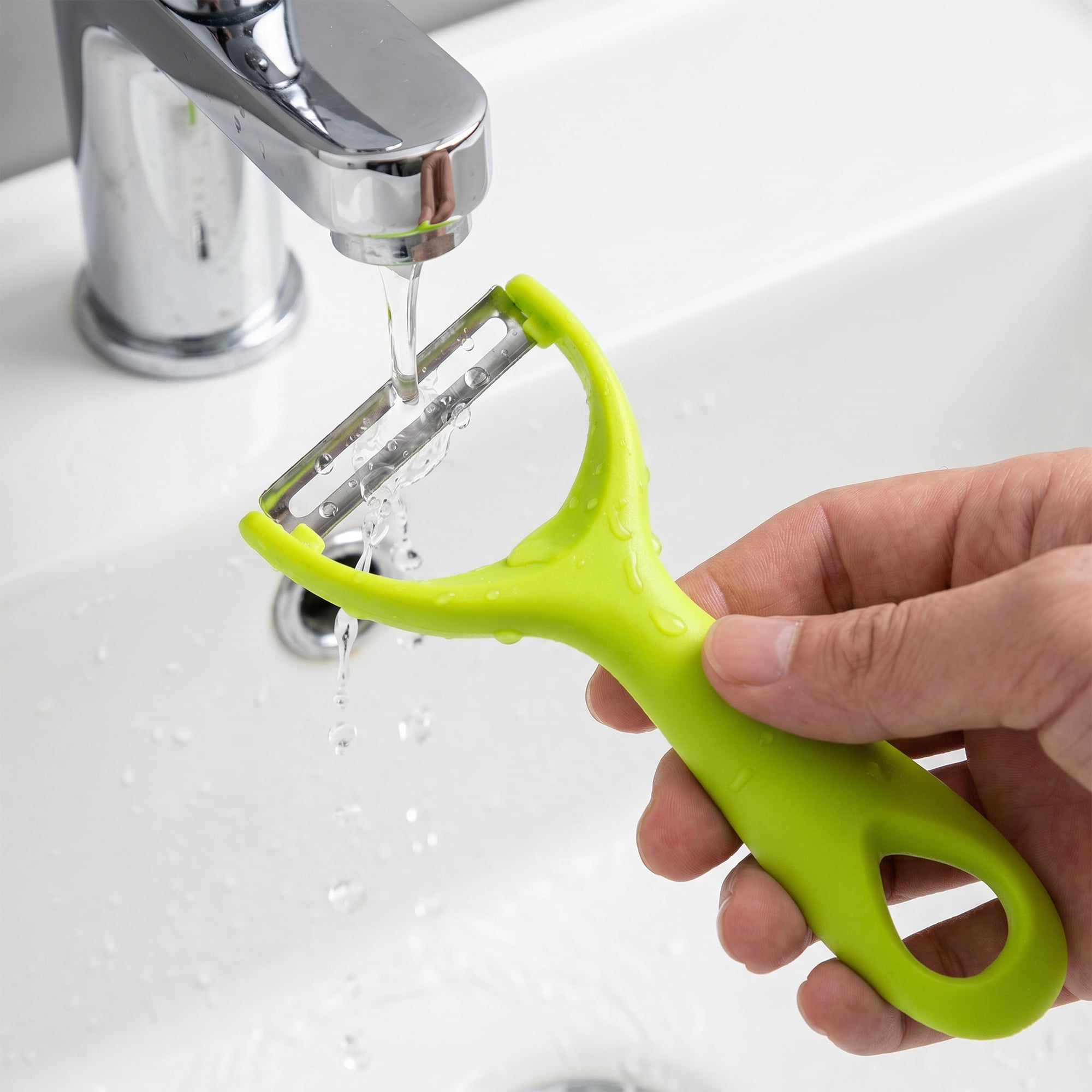 Unique Bargains Vegetable and Apple Peeler with Ergonomic Handle Bright Green 5.1x2.4 inch