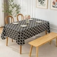 thumbnail image 6 of Geometric Pattern Waterproof Tablecloth with Flannel Backing Wipeable Stain Resistant Table Cover, Moroccan Black, Indoor & Outdoor, 6 of 8