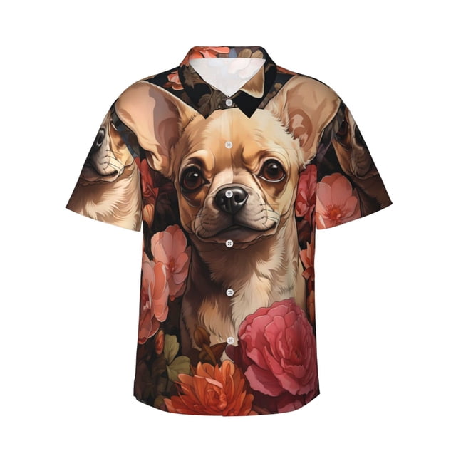 Vsdgher Chemises Hawaïennes Vintage à Fleurs Rouges Imprimées pour Hommes Chemises de Plage Tropicales à Boutons Vêtements de Vacances - Petit