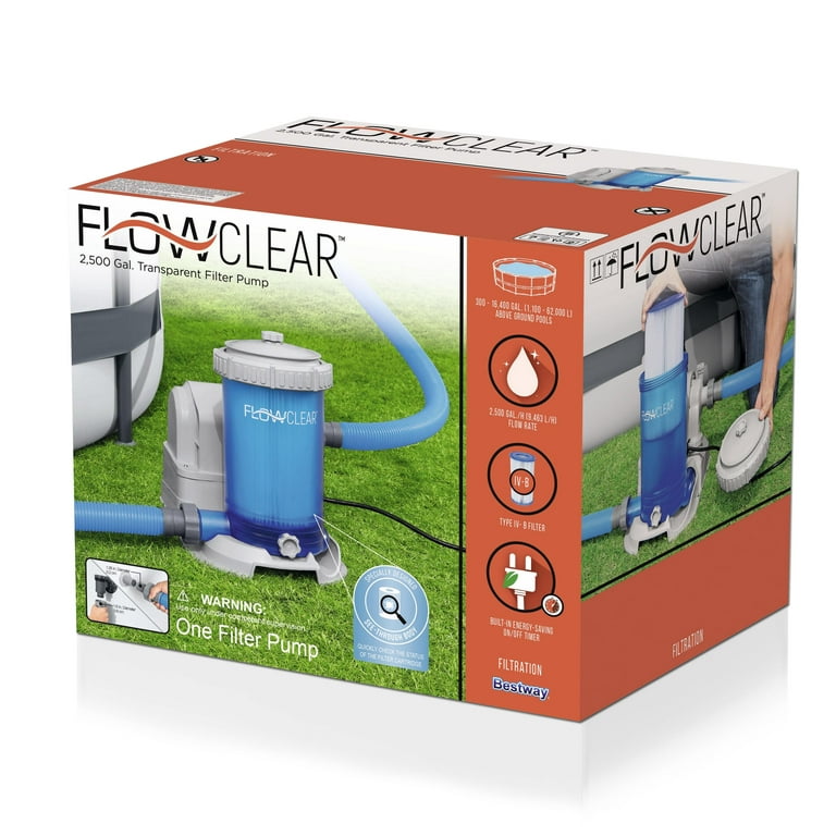 Flowclear 58671E 2,500 gal. Transparent Filter Pump 