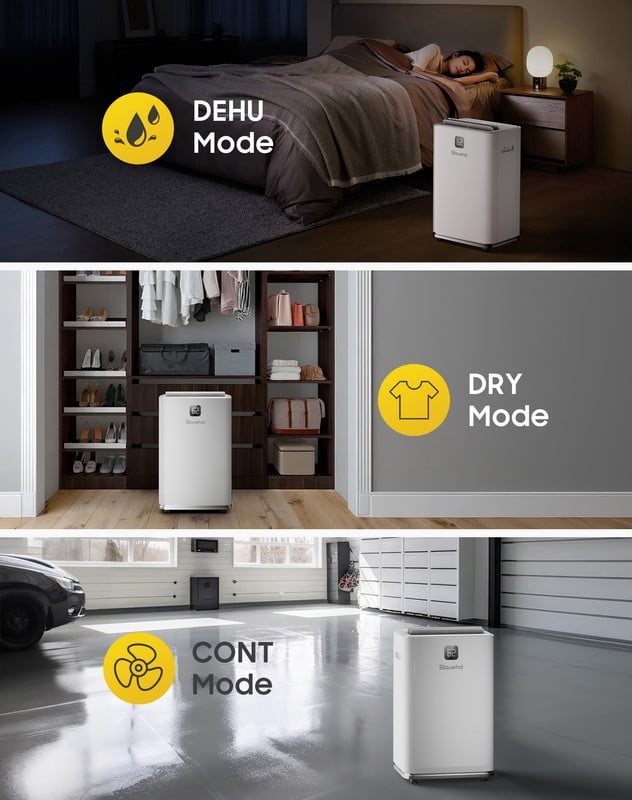 150 pt. 8000 sq. ft. Portable Dehumidifier in White, with Bucket, Automatic Defrost