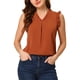 thumbnail image 1 of INSPIRAR CHIC Blusas de Trabajo Sin Mangas con Volantes para Mujeres, Cuello en V, Talla XL, Caramelo, 1 of 6