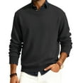 thumbnail image 2 of Men's Round Neck Long Sleeve Ribbed Knit Pullover, Sweater for Cold Weather, Indoor Warmth and Everyday Essentials,Black,3XL, 2 of 7