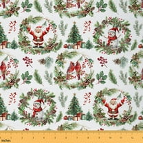 Feelyou Cartoon Santa Claus Fabric by the Yard 10 Yards for Teen, Snowman Bird Home Decor Fabric by the Yard, Merry Christmas Gift Sewing Fabric, Ultra Soft Home Decor