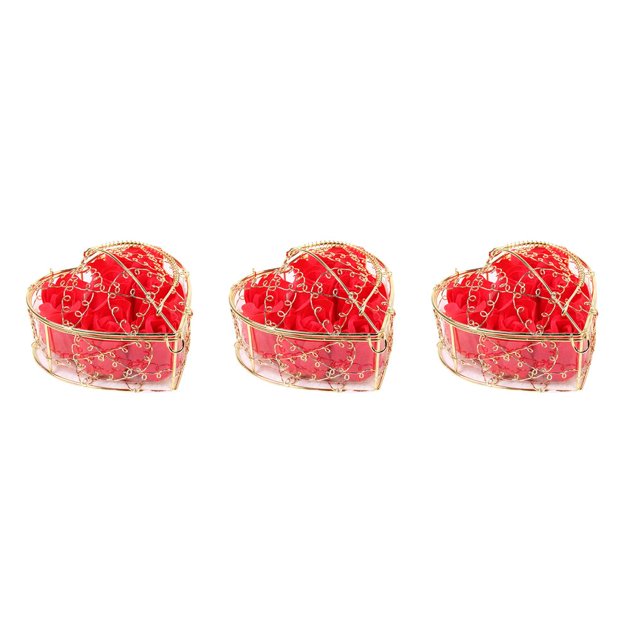 Yuarrent Caja de regalo de flores de jabón rosa, cesta de hierro chapada en oro, 6 rosas artificiales, regalo de boda creativo para el Día de San rojo 3piezas Yuarrent CBP062535