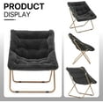 thumbnail image 5 of CRXX Saucer Chair for Adult, Square Comfy Cozy Chair Folding Chair Faux Fur Metal Frame Foldable Reading Chair Accent Chair for Bed Room Living Room, Black, 5 of 16