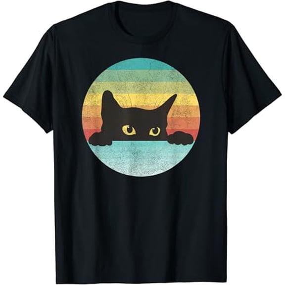 Retro Black Cat – Vintage Funny Cute Cat T-Shirt