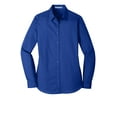 thumbnail image 3 of Port Authority Women's Long Sleeve Carefree Poplin Shirt, True Royal, X-Large, 3 of 4