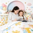 thumbnail image 4 of meiyoeat Floral Letter J Twin Comforter Sets for Girls, Spring Daisy Groovy Bedding Set for Bedroom, Multicolor, Reversible, 2pcs, 1 Comforter and 1 Pillowcase, 4 of 6