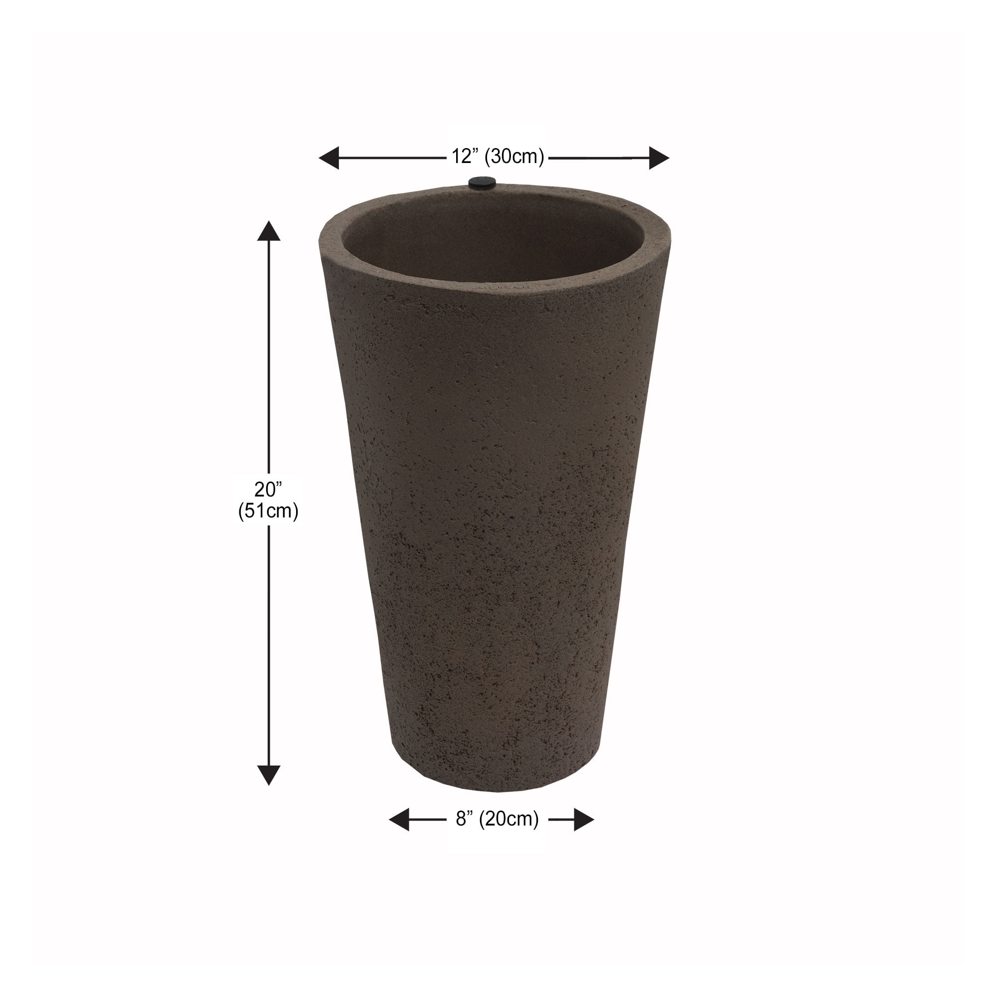 Algreen Crete 20" Self-Watering Planter, Tall, Browstone Resin, 2 Pack