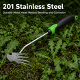 thumbnail image 3 of KOYMISKU Weed Puller Tool, Portable 4-Tine Garden Weeding Tool with 201 Stainless Steel Head, Ergonomic Handle & 2 Pairs Gloves for Garden, Yard and Planting, 3 of 8
