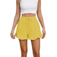 thumbnail image 5 of IROINNID On Sale Shorts for Women Cotton And Linen Pants With Ruffles Elastic Waist Drawstring Shorts,Yellow, 5 of 5