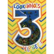Paper House Productions Look Who's 3 Confetti Shaker 3D Age 3 / 3rd Birthday Card