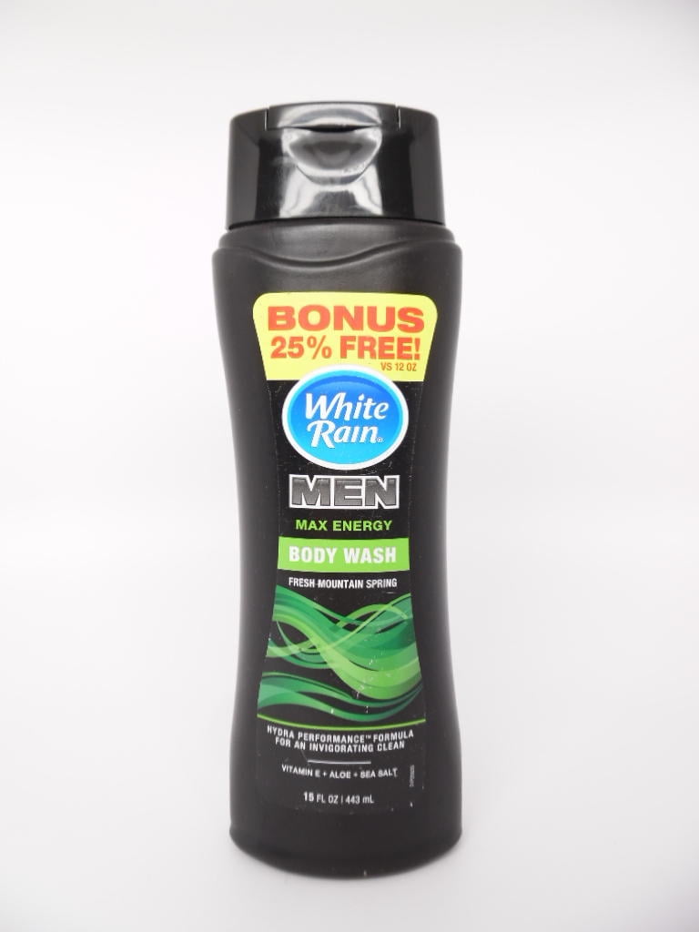 White Rain Men Max Energy Body Wash Fresh Mountain Spring Vitamin E, 15