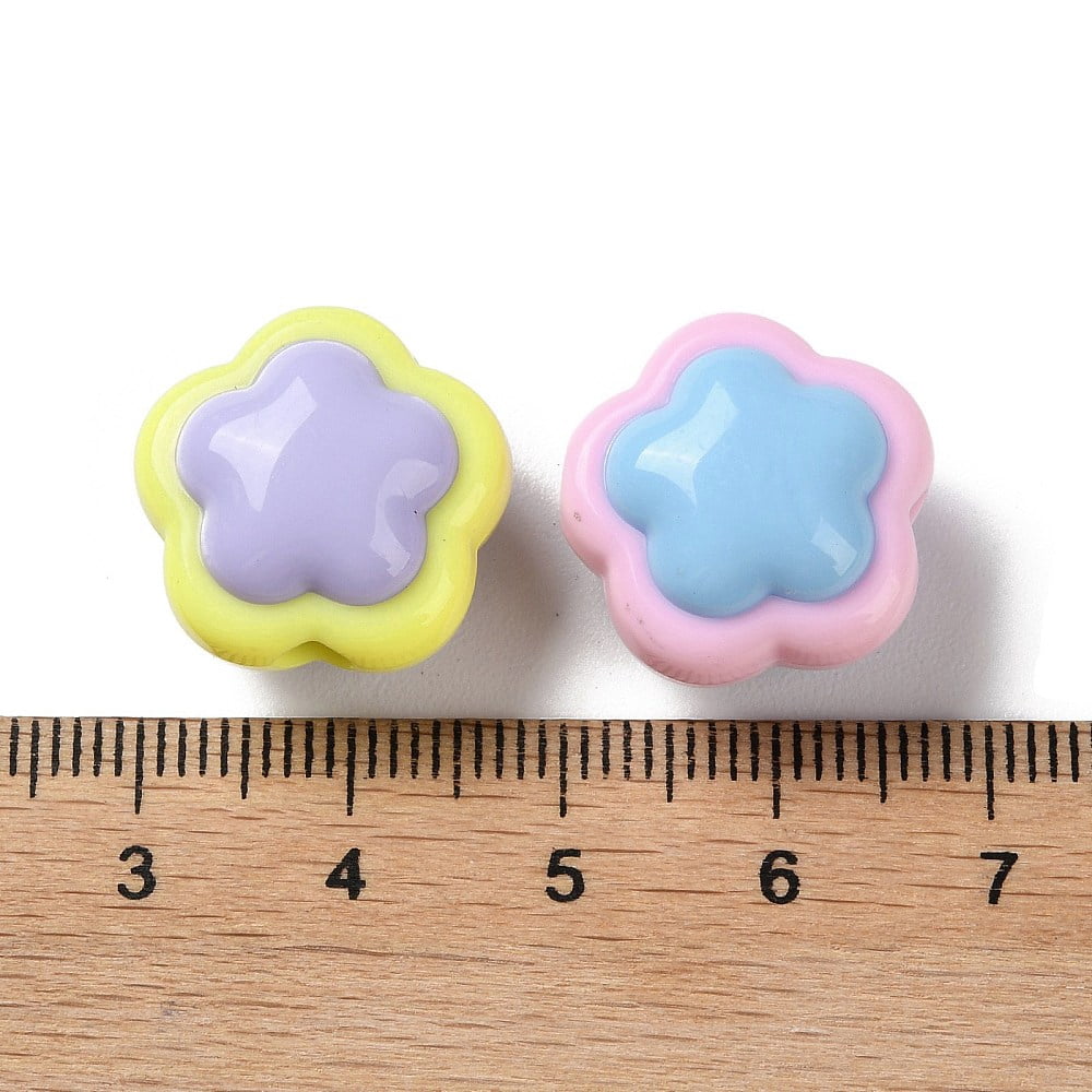 500gs Two Tone Opaque Acrylic Beads Flower 17x17.5x12mm Hole: 3.7mm