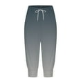 thumbnail image 4 of HBFAGFB Capris for Women Casual Gradient Print Drawstring Joggers with Pockets Daily Wear Grey Size XL, 4 of 5