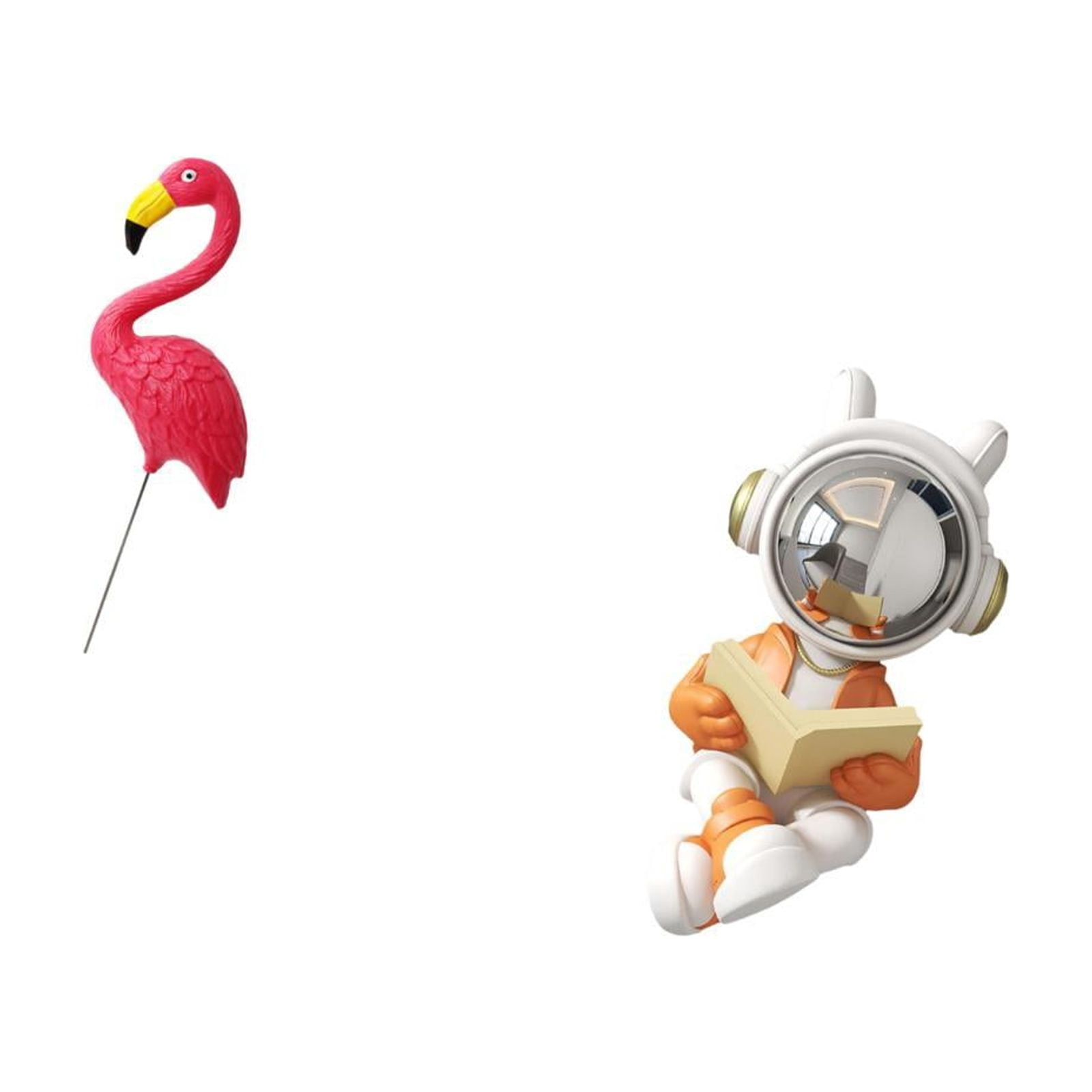 Miulika Flamingo Astronaut Garden Sculpture Figurine Statue Ornament for Holiday Spring Backyard Yard Art Accessories Desktop Table Centerpiece
