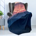 thumbnail image 4 of Appalachian Soft Flannel Fleece Throw Blanket, Landscape Photo of Sunset over Blue Ridge Mountains in Virginia, Cozy Plush for Indoor and Outdoor Use, 70" x 90", Coral and Dark Sky Blue, by Ambesonne, 4 of 5