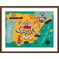 thumbnail image 2 of Art.com Illustrated Map of Spain Art Print by Daria_I, Brown Frame Wall Art, 29" x 23", 2 of 5