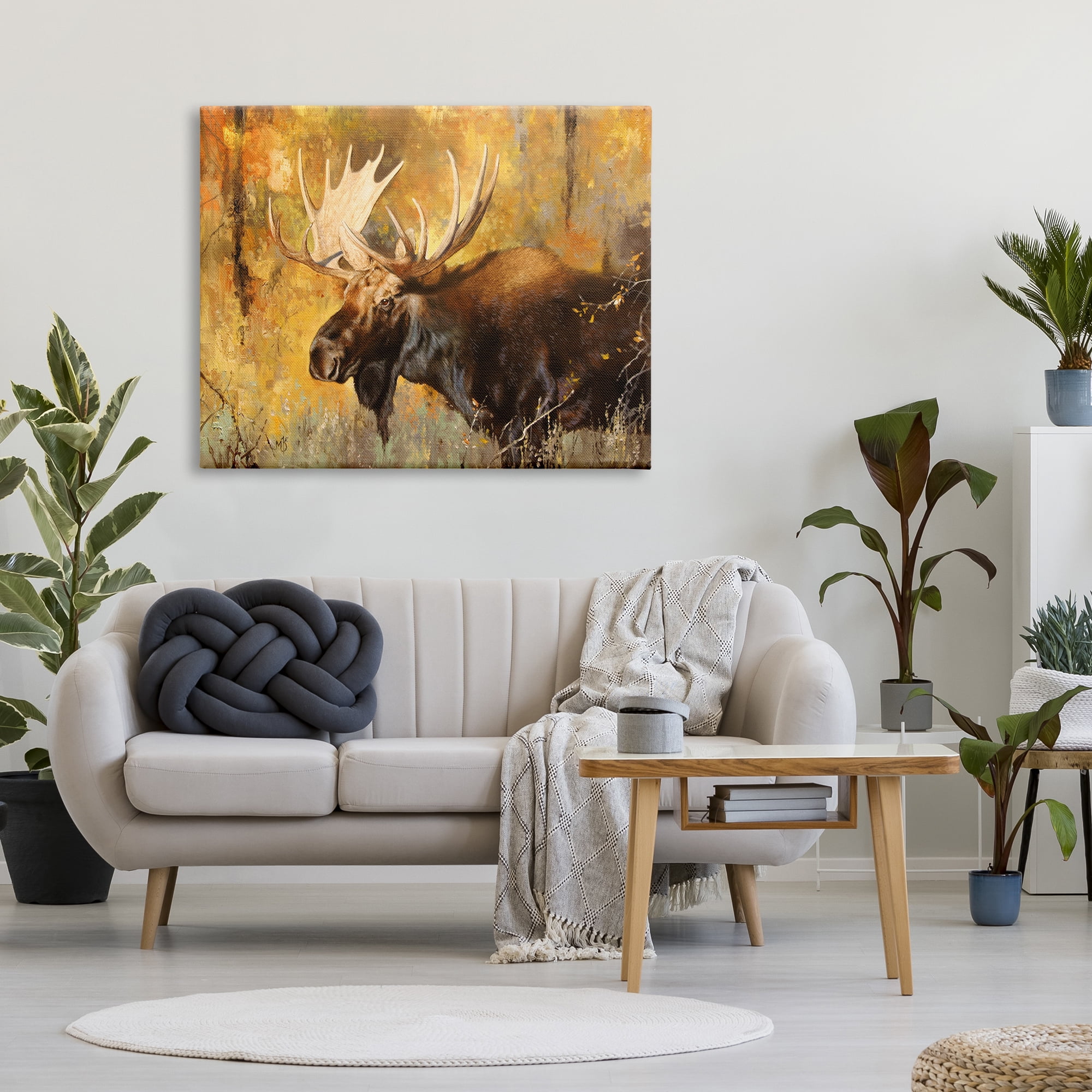Stupell Industries Autumn Foliage Moose Portrait Animals & Insects Photography Gallery Wrapped Canvas Print Wall Art, 48 x 36