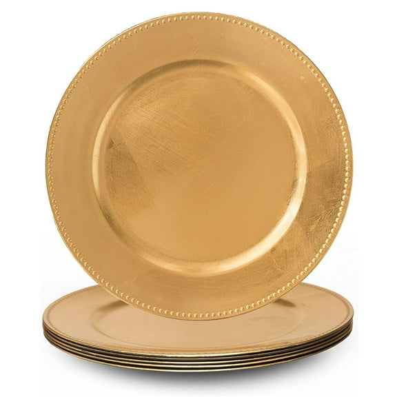 RGSB Gold Beaded Rim 13" Charger Plates, Set of 4